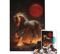 Puzzle 1000 pièces Mythologie Cheval de Feu Jeu addictif pour cultiver la Patience Décoration et Cadeau d'anniversaire Parfaits (Dimensions 50x75cm)