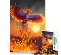 Puzzle 1000 pièces Mythologie du Phénix et Feu pour Adolescents, Jeu de logique et de Train, décoration Murale Lumineuse et relaxante aux découpes Lisses (38x26cm)