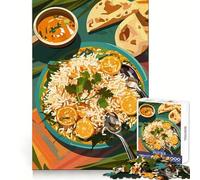 Puzzle 1000 pièces Nature Morte de Mets Indiens délicieux Découpe précise Art Jeu Intelligent Cadeau Facile à Jouer Décoration d'anniversaire (50x75cm)