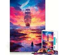 Puzzle 1000 pièces Navigation au Coucher du Soleil pour Adolescents, Jeu de logique Pure, détente, découpe Nette, œuvre d'art (38x26cm)