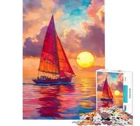 Puzzle 1000 pièces Navigation au Coucher du Soleil pour Adultes Un défi Difficile Qui stimule Le Cerveau et Offre des idées Cadeaux pour Noël ou Un Anniversaire (38x52cm)