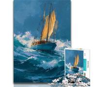 Puzzle 1000 pièces Navire naviguant sur la mer, Jeu Stimulant et décoration Murale familiale, Cadeaux d'anniversaire et de Noël Uniques (38x26cm)