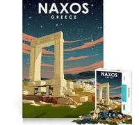 Puzzle 1000 pièces Naxos Grèce Affiche de Voyage Jeu de découpe sans Couture Activité intellectuelle et relaxante Cadeau d'anniversaire Amusant (38x52cm)