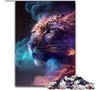 Puzzle 1000 pièces Nébuleuse Léopard Puzzles 1000 pièces pour Adultes Noël Halloween Fête des Mères Nouvel an Pâques Cadeau (Taille 26x38cm)