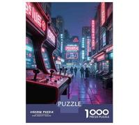 Puzzle 1000 Pièces Neon City Lights Arcade Puzzles pour Adolescents Course De Vitesse Manuelle Activités Amusantes À La Maison Jeu Stimulant Et Jeu en Famille 52x38cm/1000pcs