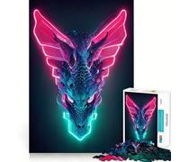 Puzzle 1000 pièces Neon Cyber Dragon pour Adultes, Jeu de réflexion, Cadeau, Moment de Partage, découpe soignée, Surprise d'anniversaire (38x26cm)