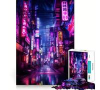 Puzzle 1000 pièces Neon Cyberpunk Japan pour Adolescents Jeu de réflexion Intelligent Découpe précise Cadeau Exceptionnel (38x52cm)