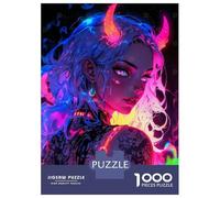 Puzzle 1000 Pièces Neon Demon Girl Puzzles pour Adultes, Jouet, Décoration Murale, Course De Vitesse Manuelle, Idéal comme Cadeau pour Toute La Famille 38x26cm/1000pcs