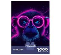 Puzzle 1000 Pièces Neon Monkey Portrait Puzzle Adulte, Casse-tête, Découpe De Précision, Cadeau Unique pour Anniversaire Et Noël 38x26cm/1000pcs