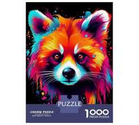 Puzzle 1000 Pièces Neon Red Panda Puzzle Adulte Jeu Manuel pour S'amuser en Famille Cadeaux Uniques pour Un Anniversaire Et Noël 70x50cm/1000pcs