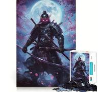 Puzzle 1000 pièces Neon Samurai Under Moon pour Adolescents, Jouet Intelligent pour Jouer à l'intérieur, Bords Lisses, Collection d'art (38x52cm)