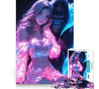 Puzzle 1000 pièces Neon Sexy Girl Gorilla pour Adolescents, Jouet de réflexion Anti-Stress, Bords précis, Cadeau Parfait (38x52cm)