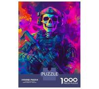 Puzzle 1000 Pièces Neon Skull Soldier pour Adolescents - Jeu De Réflexion - Cadeaux pour Femmes - Idées Cadeaux Uniques pour Un Anniversaire Ou Noël 52x38cm/1000pcs