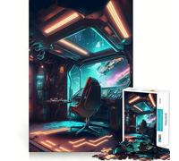 Puzzle 1000 pièces Neon Space Cockpit pour Adultes, Jeu de réflexion Amusant à Partager, découpe Parfaite, pour Les fêtes (38x52cm)