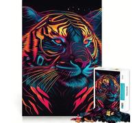 Puzzle 1000 pièces Neon Tiger Cyberpunk pour Adultes, Jouet Intelligent et créatif, découpe précise, Objet de Collection (50x75cm)