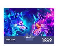 Puzzle 1000 Pièces Neon Wolf Wallpapers Puzzle Adulte, Casse-tête, Découpe De Précision, Cadeau Unique pour Anniversaire Et Noël 52x38cm/1000pcs