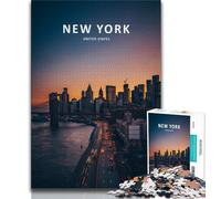 Puzzle 1000 pièces New York City Night View pour Adultes et Adolescents, Jeu Familial Anti-Stress, défi Difficile, Collection d'artistes, Beaux-Arts 38x26cm