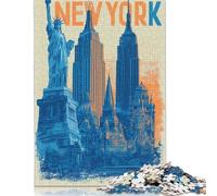 Puzzle 1000 pièces New York emblématique - 4 Puzzles carrés pour Adultes et Puzzles en Bois, décoration intérieure, Jouets Puzzle 1000 pièces (75x50cm)