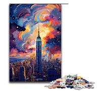 Puzzle 1000 pièces New York USA entouré d'éclaboussures Beaucoup de Couleurs Puzzle pour Adultes Jeu Familial en Bois 1000 PCS