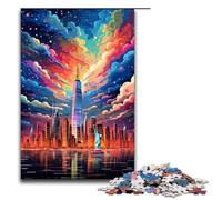 Puzzle 1000 pièces New York USA entouré d'éclaboussures Puzzle coloré pour Adultes Jeu éducatif en Bois Jouet de défi 75 x 50 cm
