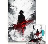 Puzzle 1000 pièces Noir Blanc Rouge Jointure Fine Amusant,Jeu Stimulant Le Cerveau,Temps de Jeu Calme,Cadeau de détente pour Noël (50x75cm)