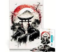 Puzzle 1000 pièces Noir et Blanc pour Adultes,Style Traditionnel Japonais,Jeu de réflexion, pour se détendre ou s'amuser Lors d'un Anniversaire (50x75cm)