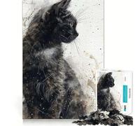 Puzzle 1000 pièces Noir Feline Elegance pour Adolescents, Jeu de réflexion, Jouet à Partager, découpe Nette, Cadeau Parfait (38x26cm)