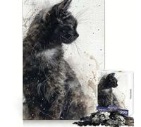 Puzzle 1000 pièces Noir Feline Elegance pour Adultes, Jeu Intelligent et Amusant à Assembler Ensemble, Cadeau de Saison (50x75cm)