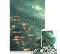 Puzzle 1000 pièces Nombreuses pagodes du Village Jeu éducatif Anti-Stress Cadeau Original pour Anniversaire et Noël 38x52cm