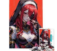 Puzzle 1000 pièces Nonne rousse avec Cache-œil Jeu éducatif Difficile et Stimulant d'analyse et de logique adapté aux 14 Ans et Plus (50x75cm)