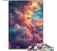 Puzzle 1000 pièces Nuages colorés en Bois, Niveau débutant, idéal pour Les Anniversaires et Les fêtes, 50x75cm, activité Adulte et familiale, décoration d'intérieur à Faire soi-même.