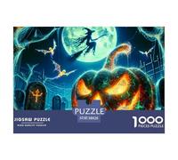 Puzzle 1000 Pièces Nuit d'halloween, Grosse Citrouille dans Un Cimetière Hanté, Difficile, Cadeau pour Adultes 38x26cm/1000pcs