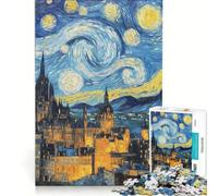 Puzzle 1000 pièces Nuit étoilée Château d'Édimbourg Paysage Urbain écossais Jeu de réflexion défi Difficile Cadeau pour Les Amis et la Famille 38x52cm