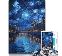 Puzzle 1000 pièces Nuit étoilée sur la Seine pour Adultes, 1000 pièces, pour entraîner Votre Cerveau et Vos Mains, Cadeau d'anniversaire, Cadeaux 26x38cm