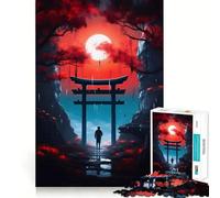 Puzzle 1000 pièces Nuit Rouge et Bleue pour Adolescents, Jeu Intelligent d'intérieur, découpe précise, Cadeau Exquis (38x26cm)