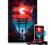 Puzzle 1000 pièces Nuit Rouge et Bleue pour Adultes, Jeu de réflexion, Passe-Temps la Maison, Bords Nets, Joli Cadeau (38x52cm)