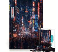 Puzzle 1000 pièces Nuits Cyberpunk Incroyables Jeu de réflexion interactif sans espaces,idéal pour la Maison (38x26cm)