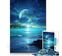 Puzzle 1000 pièces Océan Bleu Ciel Nocturne Découpe Impeccable Jeu de réflexion Amusant et Stimulant,Divertissement idéal pour Les Moments de détente,Cadeau Artistique de Noël (50x75cm)