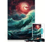 Puzzle 1000 pièces Océan Lune Ciel Découpe précise Art Jeu cognitif et Amusant Temps de Loisirs Scène de Noël (38x26cm)
