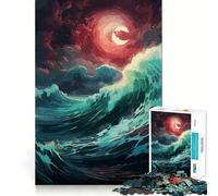 Puzzle 1000 pièces Océan Lune Ciel Découpe précise Jeu d'art et de développement cognitif Loisirs Amusants Cadeau apaisant de Noël (50x75cm)