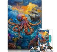 Puzzle 1000 pièces Ocean Octopus pour Adolescents, Jeu éducatif, décoration Murale, Cadeaux Uniques pour Anniversaire et Noël (38x26cm)