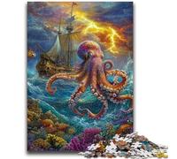 Puzzle 1000 pièces Ocean Octopus pour Adultes et Adolescents, Assemblage de Motifs Amusant à la Maison, Cadeau d'anniversaire, Cadeau de Voyage (50x75cm)