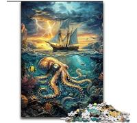 Puzzle 1000 pièces Ocean Octopus pour Adultes et Adolescents, Jouets éducatifs et éducatifs, Jeux familiaux avec Affiche et fiche de Questions-réponses (50x75cm)