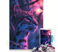 Puzzle 1000 pièces Ocelot Coucher de Soleil esthétique Jeu de réflexion entraînez Votre Cerveau et Vos Mains Convient à la décoration de Bureau 38x52cm