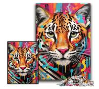 Puzzle 1000 pièces Ocelot Graffiti Puzzles Difficiles pour Adultes 26x38cm Parfait pour Les Cadeaux d'anniversaire, de Noël et d'halloween