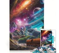 Puzzle 1000 pièces Odyssée du Train Cosmique, Jeu Pratique, Niveau Difficile, Cadeau Unique pour Anniversaire et Noël 50x75cm