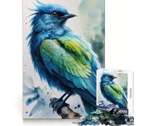 Puzzle 1000 pièces Oiseau Bleu Aquarelle pour Adolescents Développe la logique, détente paisible, Bords Nets, Cadeau mémorable (38x52cm)