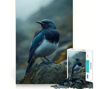 Puzzle 1000 pièces Oiseau Bleu et Blanc sur Rocher,découpe précise,défi Intelligent et Amusant,Divertissement et décoration de Noël (50x75cm)