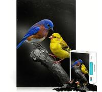 Puzzle 1000 pièces Oiseau Bleu et Oiseau Jaune sur Une Branche,Assemblage Parfait,activité ludique et Intelligente,Jeu Amusant pour se détendre,Cadeau d'anniversaire (38x26cm)