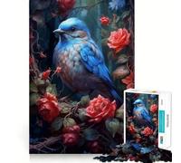 Puzzle 1000 pièces Oiseau Bleu Rose Rouge Ajustement Parfait Art,Jeu Intelligent,Activité ludique pour se détendre,Cadeau d'anniversaire (38x52cm)